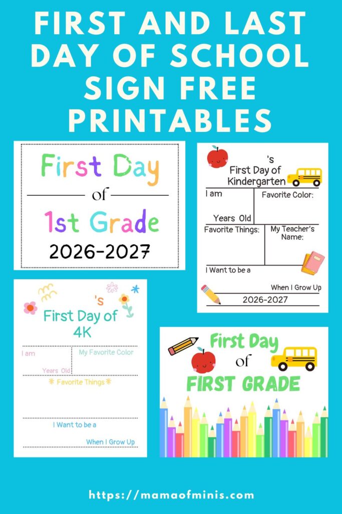 First and Last Day of School Sign Printables