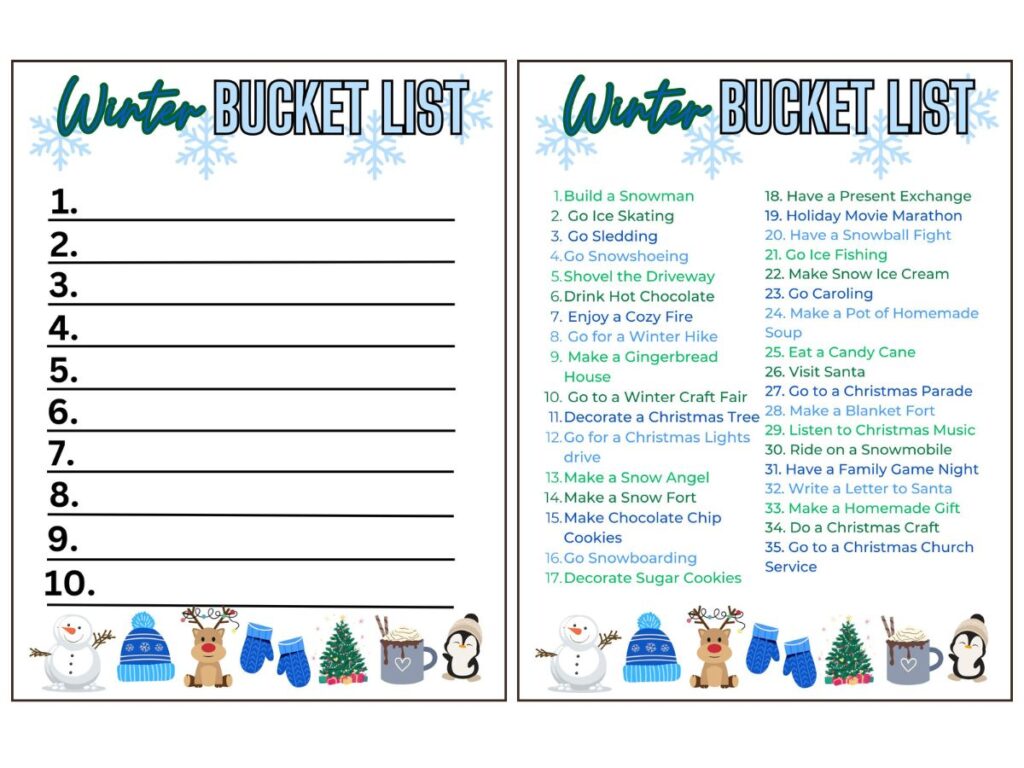 Winter Holiday Bucket List