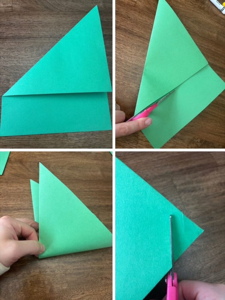 Construction Paper Christmas Tree Craft Steps