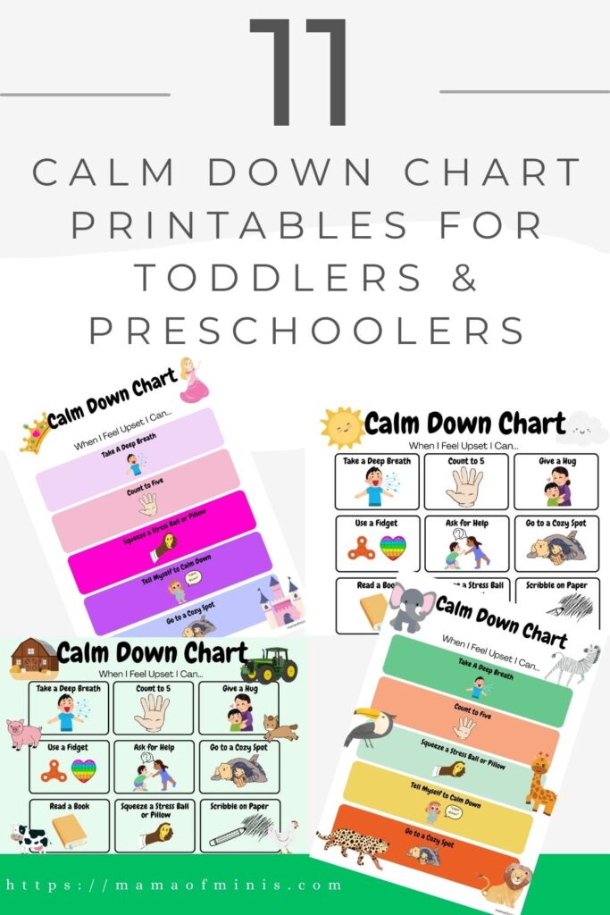 Calm Down Chart Printables for Toddlers & Preschoolers