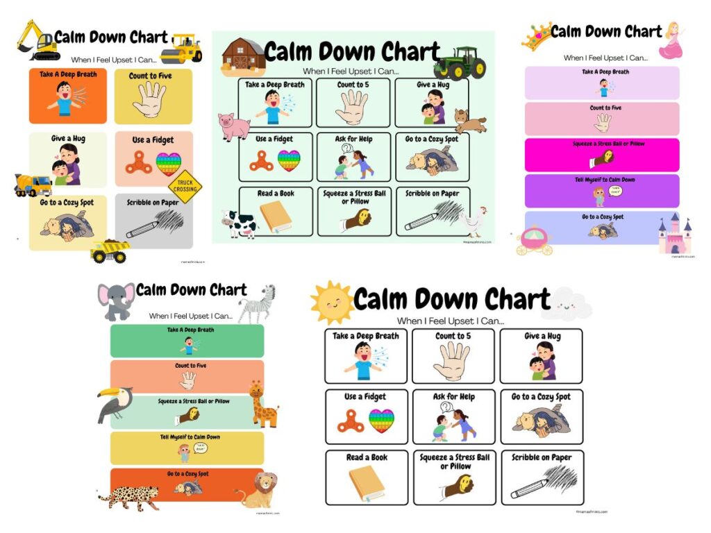 Calm Down Chart for Toddlers