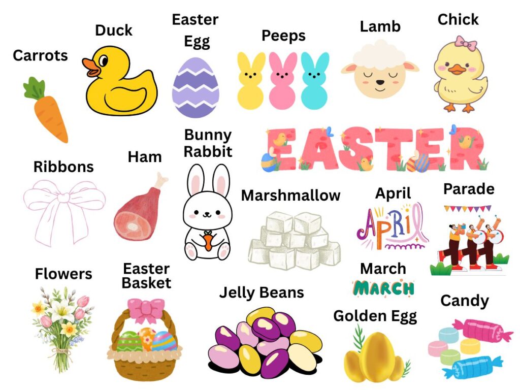 Easter Words and Phrases for Kids Printable Non-Religious