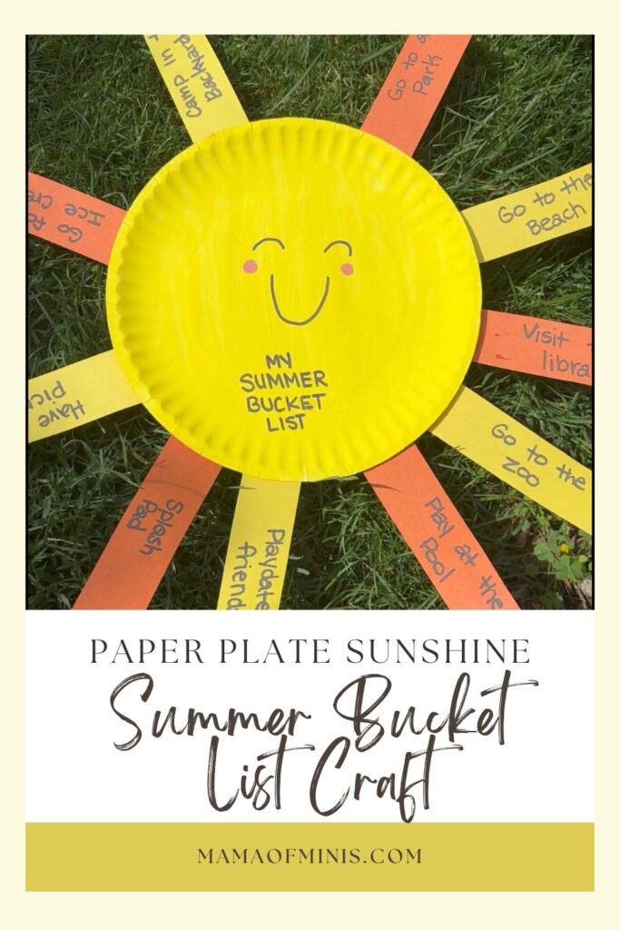 Paper Plate Sunshine Summer Bucket List Craft
