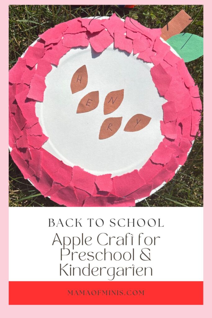 Back to School Apple Craft for Preschool and Kindergarten