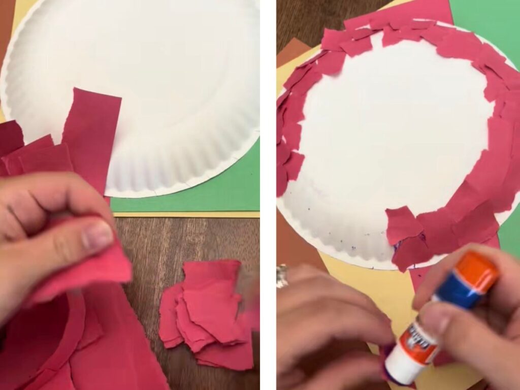 Paper Plate Apple Craft Steps