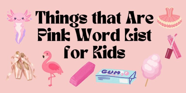 Things that are Pink Word List for Kids